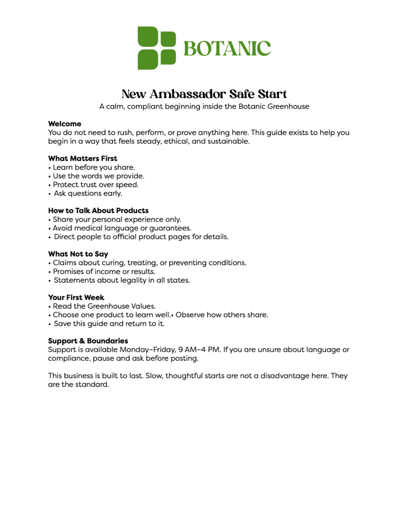 New Ambassador Safe Start