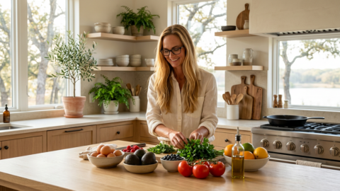 Jennifer in a Botanic Living editorial scene for What Is Always in My Kitchen This Month.