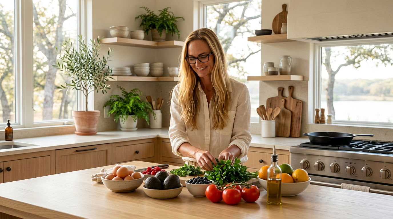 Jennifer in a Botanic Living editorial scene for What Is Always in My Kitchen This Month.