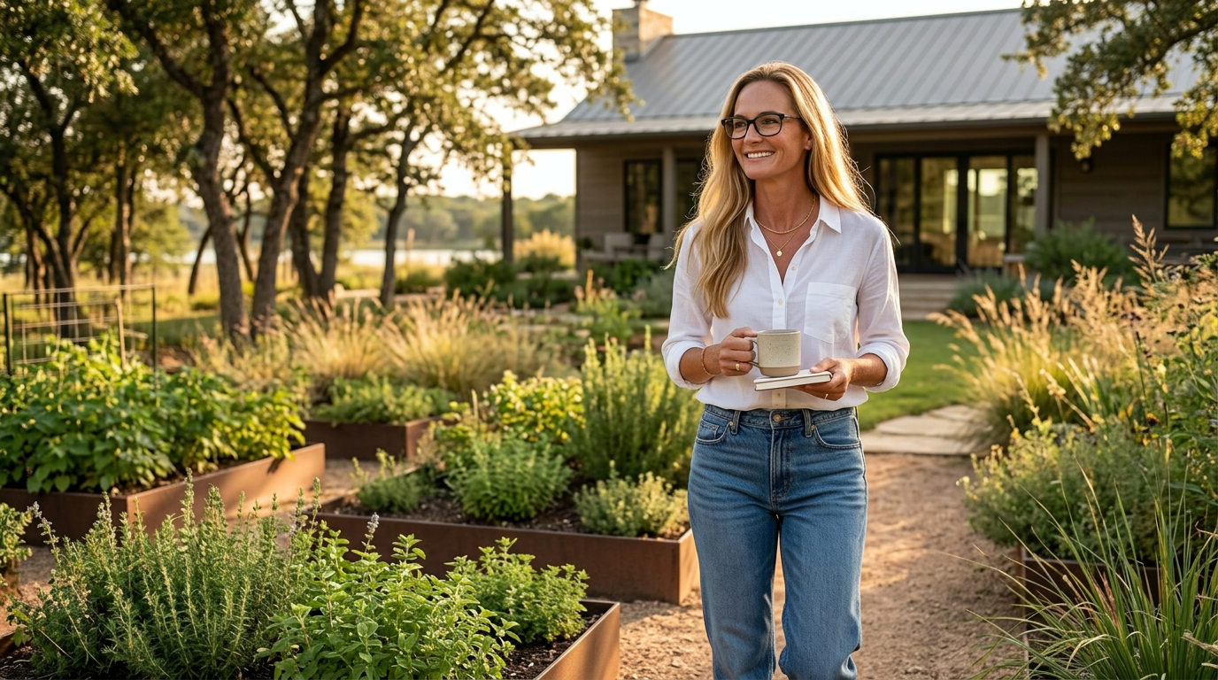 Jennifer in a Botanic Living editorial scene for The Small Choice That Protected My Peace.