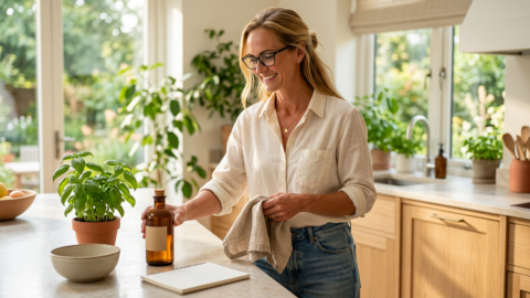 Jennifer in a Botanic Living editorial scene for The Clean Living Reset I Actually Use.