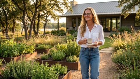 Jennifer in a Botanic Living editorial scene for The Small Choice That Protected My Peace.