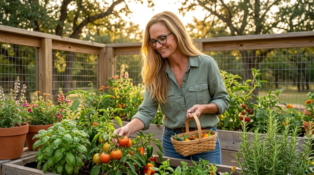 Jennifer in a Botanic Living editorial scene for What the Garden Is Teaching Me Right Now.