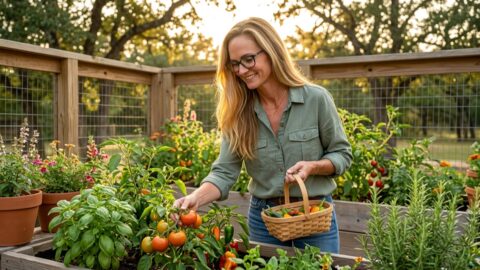Jennifer in a Botanic Living editorial scene for What the Garden Is Teaching Me Right Now.