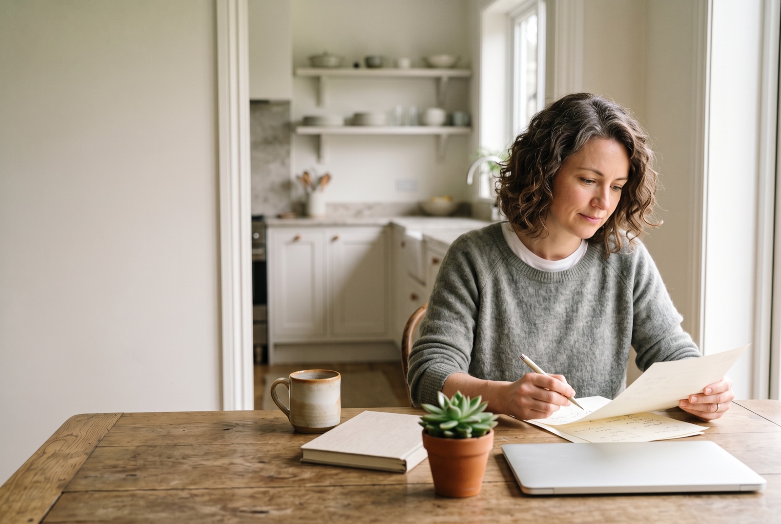Botanic distributor working from home at a kitchen table