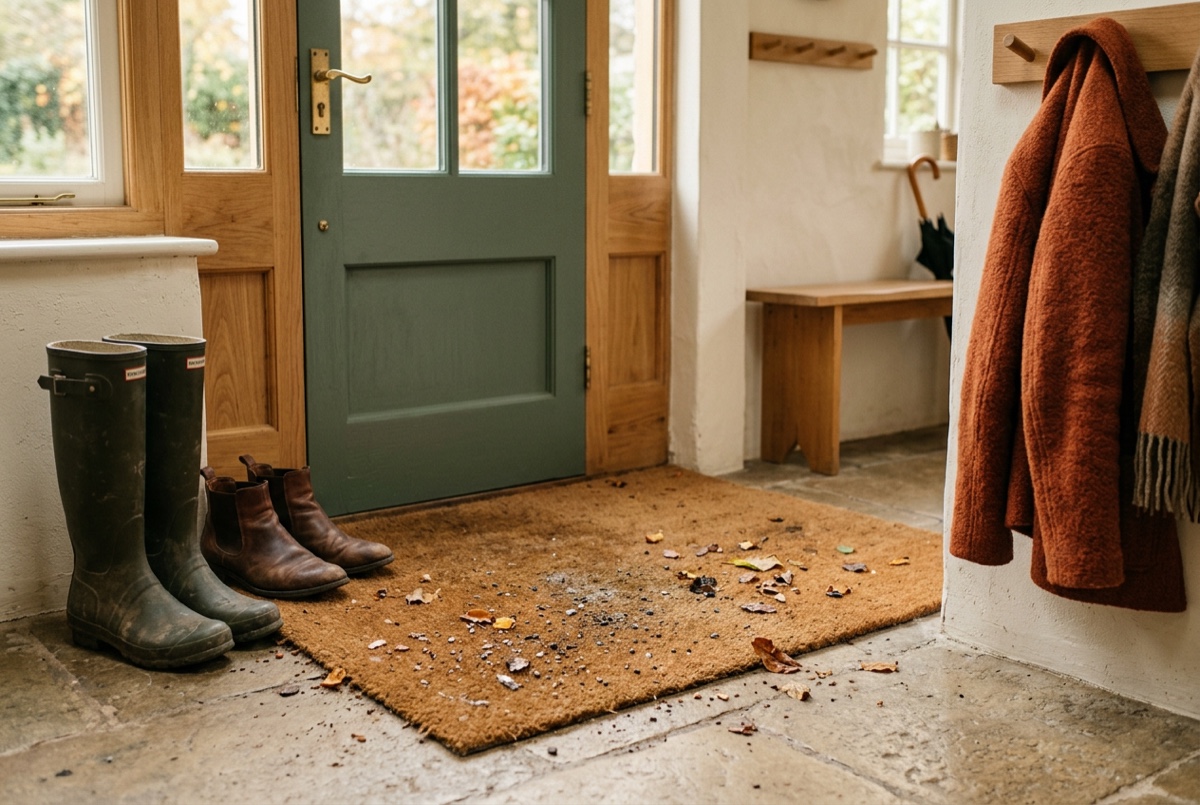 Editorial homekeeping image for Why Your Entryway Mat Stops Working in October.