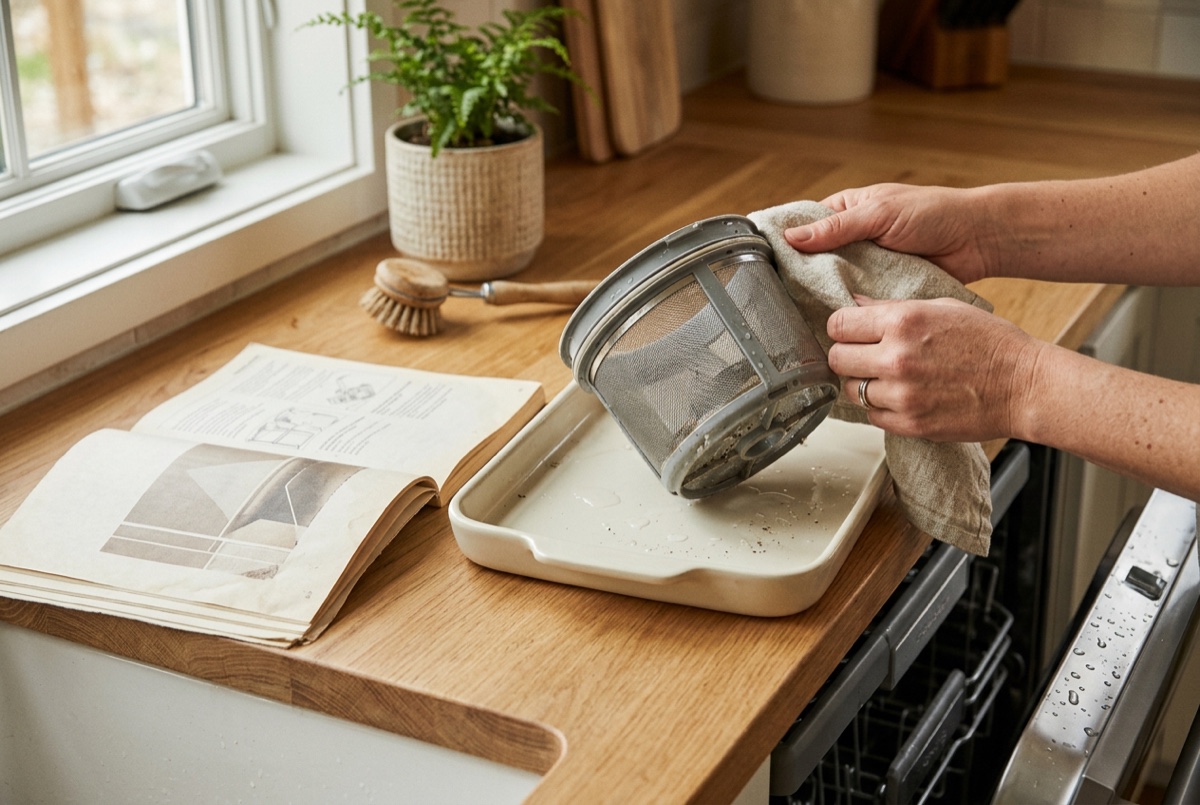 Editorial homekeeping image for The Dishwasher Filter Is Not a Trash Can.